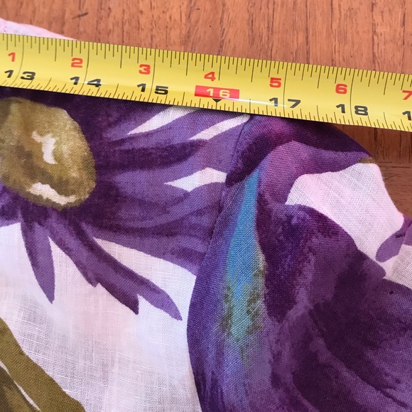 Vintage floral linen Brian Bailey button front top Size 12 - Picture 8 of 16